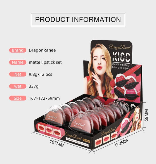 12 - color Suit For Making Up Lazy Lip Type Lipstick Lip Balm Matte Finish Lazy Lipstick Box Display Box - Fiti beautyLip careCJKH157102701AZ
