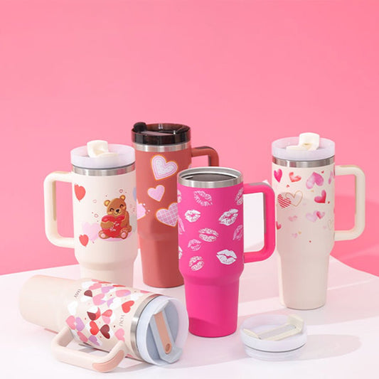 40 Oz Tumbler With Handle Straw Insulated, Stainless Steel Spill Proof Vacuum Coffee Cup Tumbler With Lid Tapered Mug Gifts For Valentine Lover Suitable For Car Gym Office Travel - Fiti beautyCJJT165633312LO