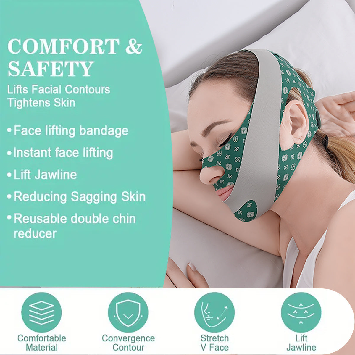 2025 Upgraded Face Mask Sleeping Mask 1PC For Women, Suitable For Daily Wear Brown & Green BOMKADI