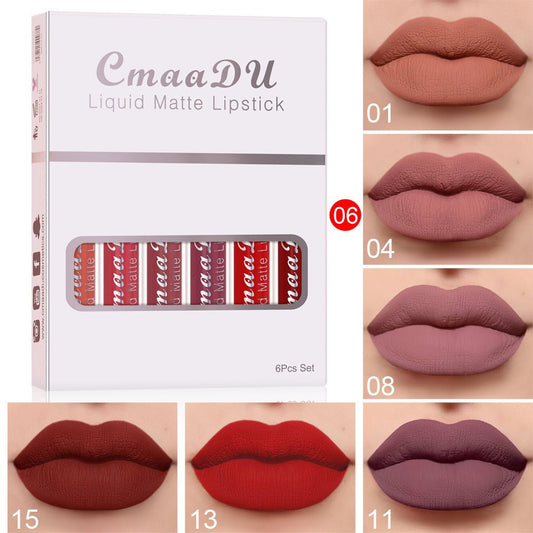 6 Boxes Of Matte Non - stick Cup Waterproof Lipstick Long Lasting Lip Gloss - Fiti beautybeautyCJPF124176401AZ