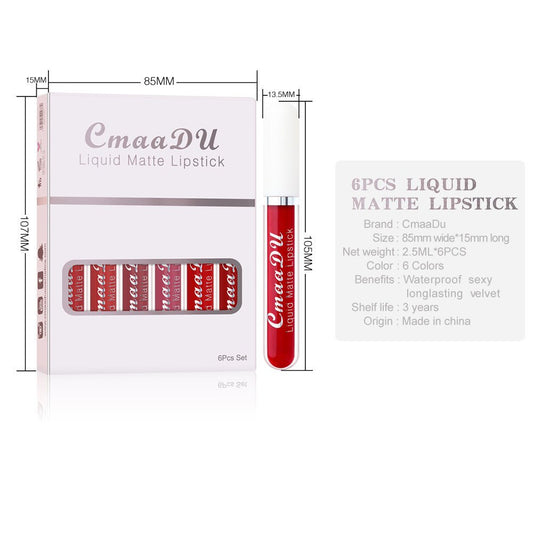 6 Boxes Of Matte Non - stick Cup Waterproof Lipstick Long Lasting Lip Gloss - Fiti beautybeautyCJPF124176401AZ