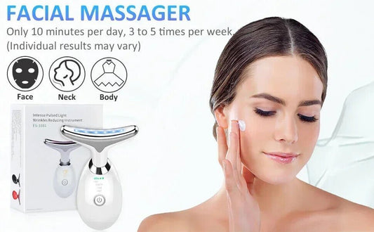 7 Colours Neck Face Lifting Massager Skin Tighten Device LED Anti Wrinkle Beauty - Fiti beautybeautyCJAM232624101AZ