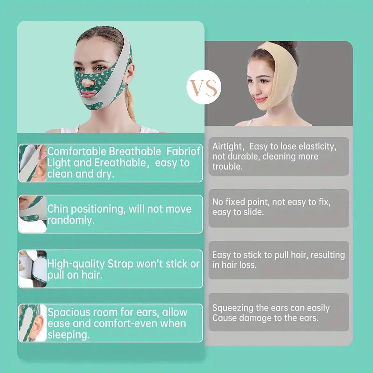 2025 Upgraded Face Mask Sleeping Mask 1PC For Women, Suitable For Daily Wear Brown & Green BOMKADI